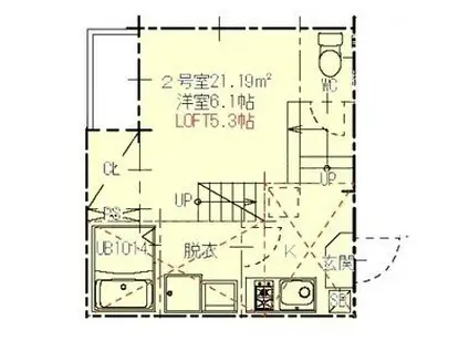 ハーモニーテラス平針III(1K/2階)の間取り写真