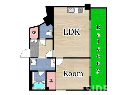 リブウッド大阪城(1LDK/4階)の間取り写真