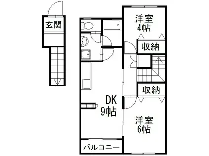 エクセルIIさつき(2DK/2階)の間取り写真