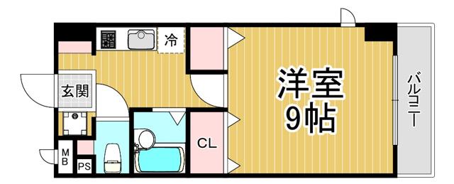 エストゥディオ甲子園口(1K/4階)の間取り写真