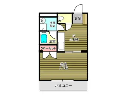 シャルム(1K/1階)の間取り写真