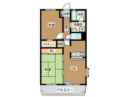 クレセール扇(2DK/5階)の間取り写真