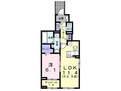 武蔵野ハイツ2(1LDK/1階)の間取り写真