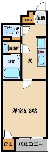レオネクストK(1K/1階)の間取り写真