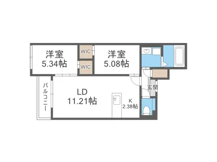 PREMIER RESIDENCE ノースⅡ(2LDK/3階)の間取り写真