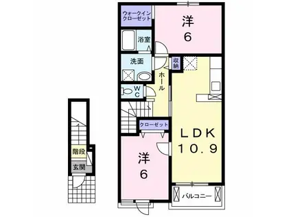 フロスト フラワーズ(2LDK/2階)の間取り写真