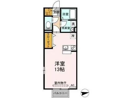 パラディー森塚(ワンルーム/2階)の間取り写真