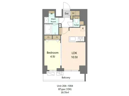 S-RESIDENCE新宿早稲田AVELIS(1LDK/5階)の間取り写真