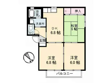 プティボア21(3DK/1階)の間取り写真