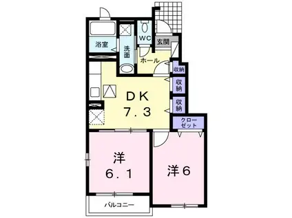 ネオルーラルハウス碇 A(2DK/1階)の間取り写真