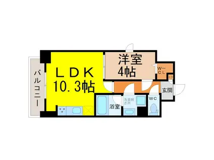 ルノンドームA(1LDK/8階)の間取り写真