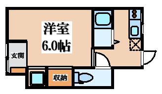 LACHANCE瓢箪山ANNEX(1K/1階)の間取り写真