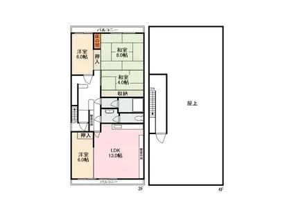 瓦町GUビル(4LDK/3階)の間取り写真