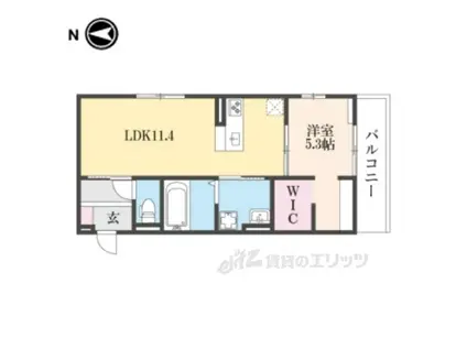 JFORT京都山科2(1LDK/2階)の間取り写真