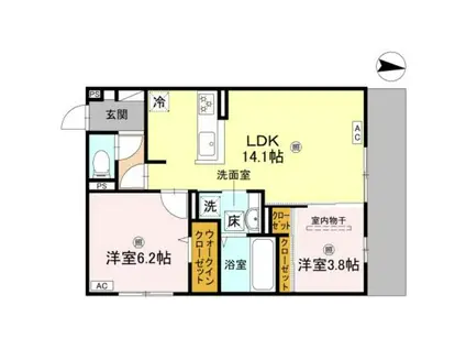 D-RESIDENCE墨江(2LDK/2階)の間取り写真