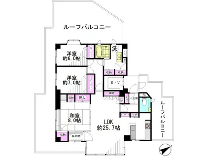 ローゼンハイム(3LDK/5階)の間取り写真