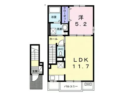 ワイティ 202B(1LDK/2階)の間取り写真