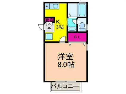 セジュール曽根(1K/2階)の間取り写真