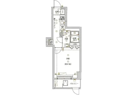 ユリカロゼ五反野III(1K/1階)の間取り写真