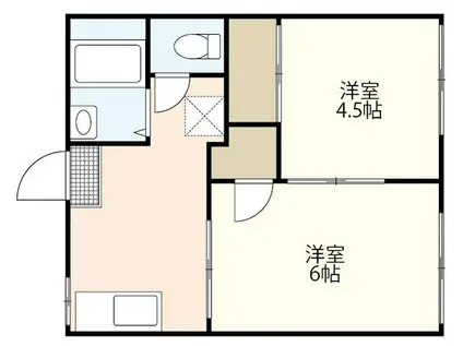 ライトハウス(2K/1階)の間取り写真