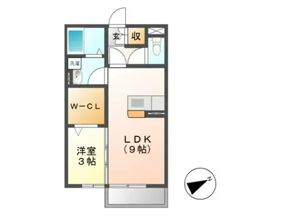 プランドールI(1LDK/2階)の間取り写真