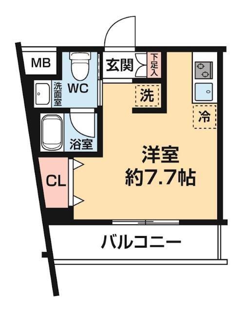 ARCOBALENO KAWASAKI ウエスト(ワンルーム/4階)の間取り写真