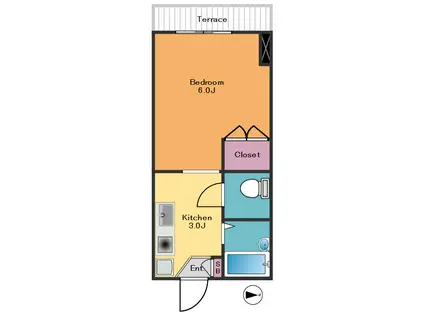 小川ハイム(1K/1階)の間取り写真