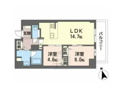 サンエール南堀江(2LDK/8階)の間取り写真