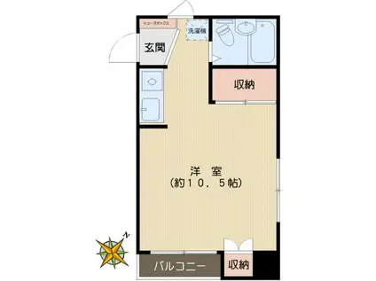 コーポかすが(ワンルーム/3階)の間取り写真