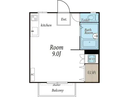 シルクハイツ八木(1K/2階)の間取り写真