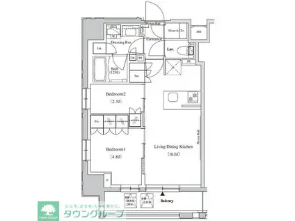 ザ・パークハビオ蕨(2LDK/3階)の間取り写真