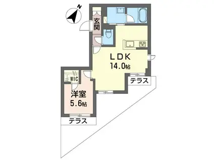 ベル・ヴィラージュ(1LDK/1階)の間取り写真