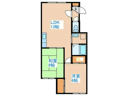 マンション村上III(2LDK/1階)の間取り写真