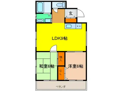 CRESCENT クレセント(2LDK/3階)の間取り写真