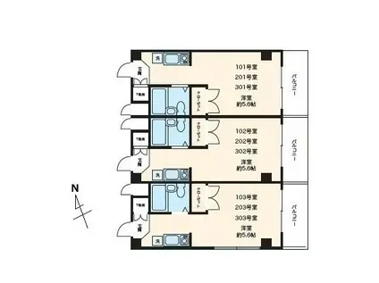 エム・ハイツ(ワンルーム/2階)の間取り写真