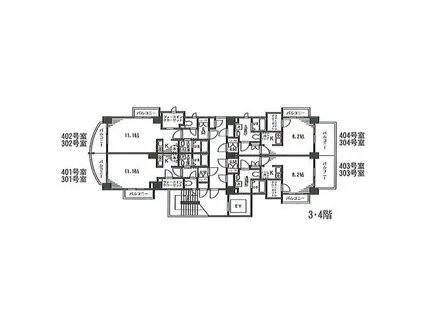 ハックベリーヒルズ(1K/4階)の間取り写真