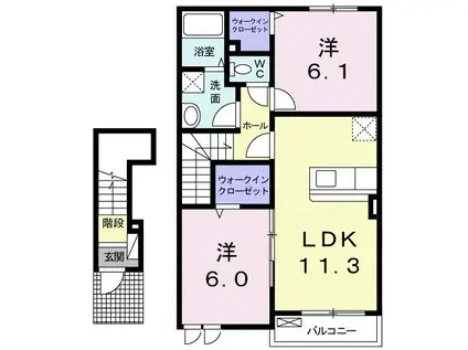 エルフトゥーロB(2LDK/2階)の間取り写真