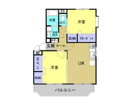 レジデンスハーモニーIIIA(2LDK/1階)の間取り写真