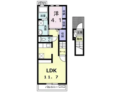 レイヤード(1LDK/2階)の間取り写真