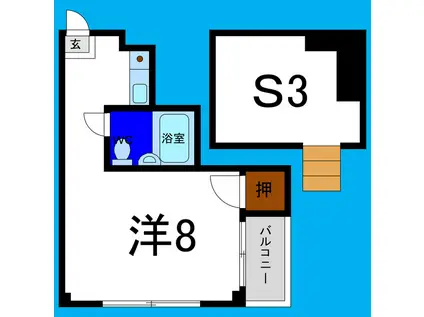 エスタシオン二軒屋(ワンルーム/3階)の間取り写真