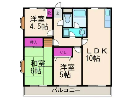 コスモス高槻(3LDK/2階)の間取り写真