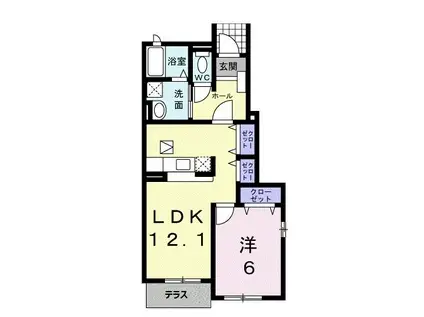 メゾンパークIIB(1LDK/1階)の間取り写真