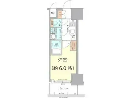 エスリード難波ザ・ブライト(1K/7階)の間取り写真