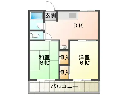 三七十コーポ(2DK/3階)の間取り写真