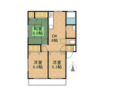 ジンノハイツ(3DK/2階)の間取り写真