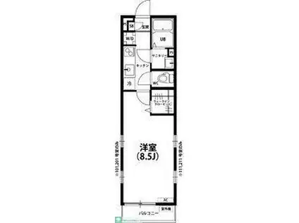 リブリ・アゼリア(1K/2階)の間取り写真