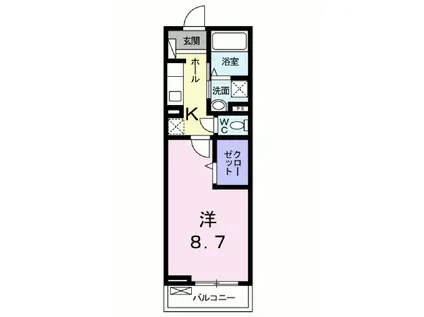 グランデイソラ(1K/2階)の間取り写真