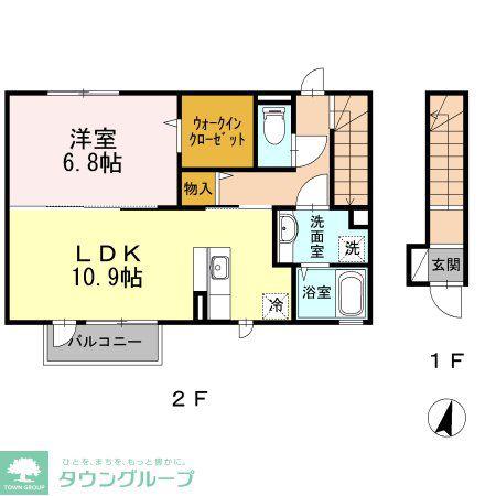 ノア・アン(1LDK/2階)の間取り写真