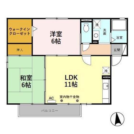 ソレイユルヴァン A棟(2LDK/1階)の間取り写真