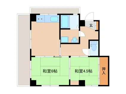 ハイツ崇徳院(2DK/3階)の間取り写真